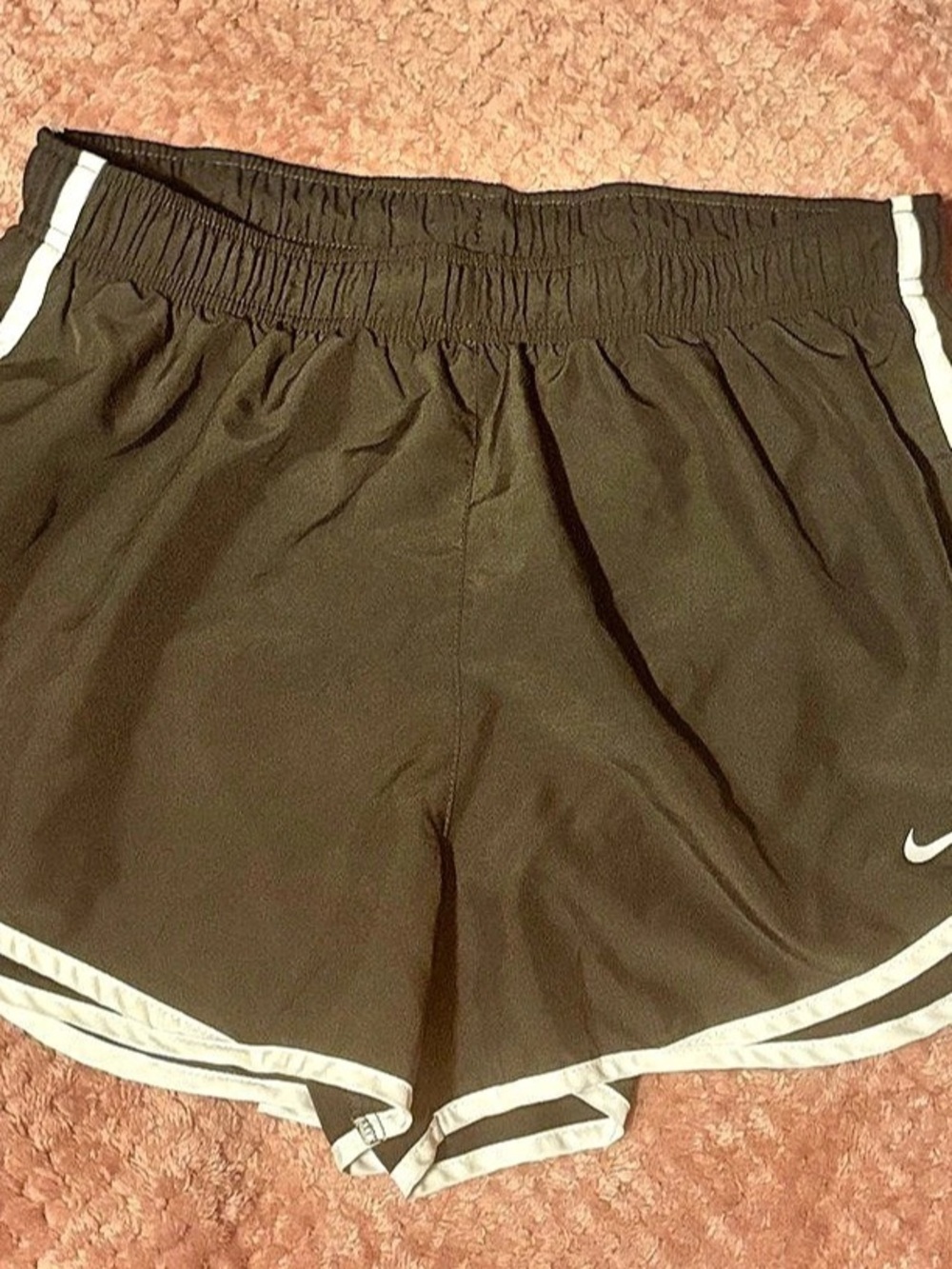 Nike Dri-FIT Womens Tempo Running Shorts Dark Charcoal Gray White Size Large